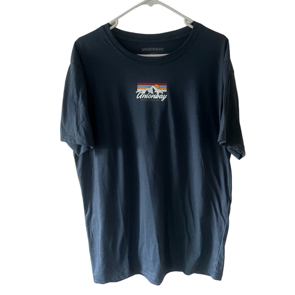 UNIONBAY Mens Graphic T-Shirt Size L Blue Mountain Top